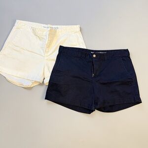GAP Women's Navy and White Girlfriend Cotton-Blend Cuffed Shorts Duo